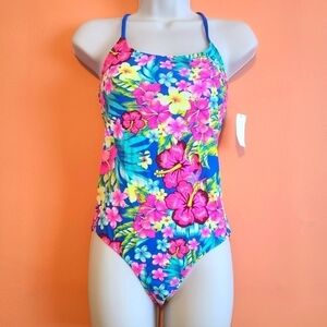 NWT Vintage Bongo Tropical One Piece Swimsuit M